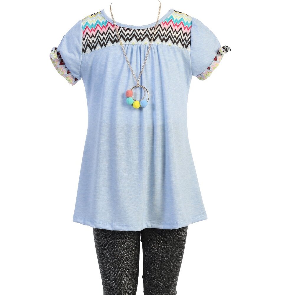 Little Girl 3 Pieces Top T-Shirt Tunic Legging Pant Clothing Set Summer School